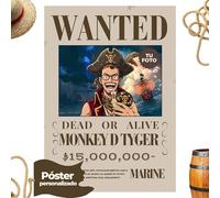 Dreams on Paper Póster inspirado en arte de una sola pieza, personalizado, foto y nombre, elige pirata o revolucionario marino (vintage)