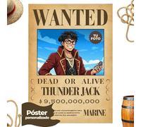 Dreams on Paper Póster Wanted inspirado en el arte de One Piece, regalo personalizado con foto y nombre, elige Pirata, Marine ou Revolucionario