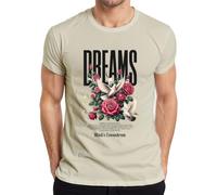 Dreams Paz Paloma Blanca Rosas Rojas Luna Camiseta Hombre, naturaleza, M