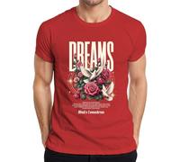Dreams Paz Paloma Blanca Rosas Rojas Luna Camiseta Hombre, rojo, XXL