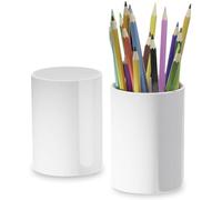 DreamShore Portalápices de acrílico, Lapicero Organizador Escritorio, Multiuso de Plástico Blanco y Soportes para Lápices, Suministros Escolares, Oficina en Casa (Paquete de 2)