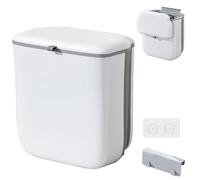 Dreamsolearoy Cubo de basura colgante para cocina, plegable, para camping, 10 l, con tapa, montaje en pared y soporte para puerta, ligero, plegable para caravana, cocina, baño, jardín