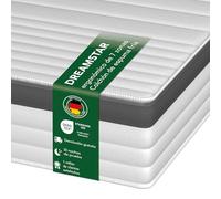 DREAMSTAR Colchón de muelles ensacados dorado, 140 x 200 cm H3, colchón ergonómico de 7 zonas, 21 cm de altura, hipoalergénico y antibacteriano, Öko-Tex®, funda doble lavable, 21 cm, 140 x 200 cm