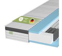 DREAMSTAR Colchón de muelles ensacados dorado, ergonómico, 7 zonas, 21 cm de alto, certificado Öko-Tex, dureza 3 (H3), colchón Ortho I 100 x 200 cm