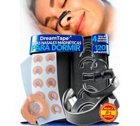 DreamTape Tiras Nasales Magneticas + 120 Recambios, 4 Tallas | Aplicador Incluido, Adhesivo Hipoalergenico, Antirronquidos, Parches Nasales con Iman, Kit para Dormir Mejor