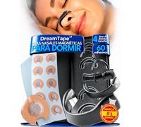 DreamTape® Tiras Nasales Magnéticas Premium - 4 Bandas de Silicona + 60 Parches Magnéticos - Tira Nasal con Imanes para la Nariz - Antirronquidos - Magnetic Nose Strip - 30 Usos (Kit + 60 tabs)