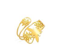 Dreamtimes Anillos de abeja vintage Anillos cuchara abejas ajustables para mujeres Anillo de abeja girasol Anillos miel pulgar Anillos de acero inoxidable Wrap Open Anillos animales joyería, M, Acero