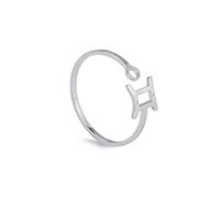 Dreamtimes Anillos del zodiaco de acero inoxidable para mujer 12 signos del zodiaco anillo abierto Aries León Virgo Gemelos Báscula Piscis Escorpión regalo de cumpleaños