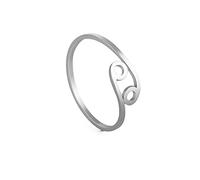 Dreamtimes Anillos del zodiaco de acero inoxidable para mujer 12 signos del zodiaco anillo abierto Aries León Virgo Gemelos Báscula Piscis Escorpión regalo de cumpleaños