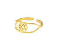 Dreamtimes Anillos Estrella de David Anillos abiertos ajustables de acero inoxidable Hexagrama Anillo judío Heart of Faith Star of David Jewish Jewelry for Women Mens (oro)