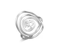 Dreamtimes Aom Om Ohm Anillo de sello de acero inoxidable Símbolo Sagrado Geométrico Círculo Diseño Espiritual Joyería Anillo Ajustable Unisex para Hombres y Mujeres, Acero inoxidable, Sin piedras