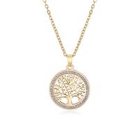Dreamtimes Árbol de la Vida Collar para las mujeres de acero inoxidable de oro de color claro Circón Ronda Colgante Cuello Cadenas Árbol de la Familia Encanto de Moda Joyería de lujo (Oro)