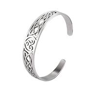 Dreamtimes Brazalete de acero inoxidable con símbolo de triskele nórdico vikingo irlandés con nudo celta brazalete vintage amuleto joyas regalos para mujeres hombres