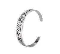 Dreamtimes Brazalete de acero inoxidable con símbolo de triskele nórdico vikingo irlandés con nudo celta brazalete vintage amuleto joyas regalos para mujeres hombres y adolescentes (Nudo celta-plata)