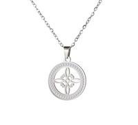 Dreamtimes Bruja Nudo Collar para las mujeres de acero inoxidable Circonio Ronda Colgante Cuello Cadenas Celtic Quaternary Wiccan Brujas Nudo Collar Brujería Joyería (plata-1)