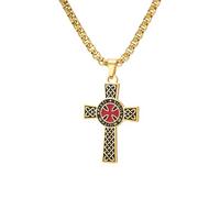 Dreamtimes Caballeros Templarios Cruz Collar para Mujeres Hombres Acero Inoxidable Vintage Cruzado Caballero Santo Collar Dainty Joyería Religiosa, M, Acero inoxidable, No es una piedra preciosa