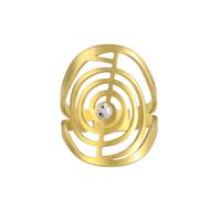 Dreamtimes Cho Ku Rei Anillo de protección Reiki Símbolo de curación Anillos de yoga para mujeres Geometría sagrada Acero inoxidable Energía Yoga Power Ring Amuleto de geometría sagrada (Oro)