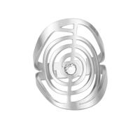 Dreamtimes Cho Ku Rei Anillo de protección Reiki Símbolo de curación Anillos de yoga para mujeres Geometría sagrada Acero inoxidable Energía Yoga Power Ring Amuleto de geometría sagrada (Plata)