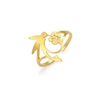 Dreamtimes Colibrí Cardenal Anillos para Mujeres - Delicado Pájaro Flor Ajustables Fuerte Valiente Libre - Joyería Abierta Regalos (Dorado)