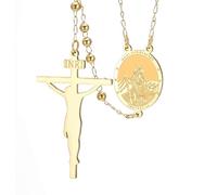 Dreamtimes Collar católico con rosario Virgen María/San Cristóbal Collar con Rosario y Cruz de Jesús de acero inoxidable Collares religiosos de oración para mujer (Cristóbal-O)