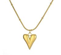 Dreamtimes Collar con Colgante de Corazón Hinchado para Mujer, Amor, Lindo Pequeño Corazón, Choker, Protección, Oración, Fe, Joyería (Oro)