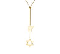 Dreamtimes Collar con colgante de silla hebrea judía, collar de David de estrella, para hombres y mujeres, cadena en Y, collares largos ajustables, elegante joyería judía, Medium, Acero inoxidable, No