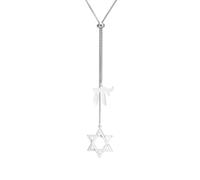 Dreamtimes Collar con colgante de silla hebrea judía, collar de David de estrella, para hombres y mujeres, cadena en Y, collares largos ajustables, elegante joyería judía, Medium, Acero inoxidable, No