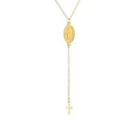 Dreamtimes Collar con cruz y colgante de la Virgen María, collares para mujer, joyería católica, Virgen de Guadalupe, fe religiosa, regalo de bautizo, medium, Acero inoxidable, No es una piedra