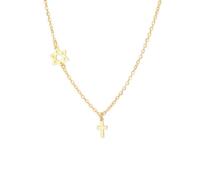 Dreamtimes Collar de estrella de David con colgante de cruz de acero inoxidable, joyería judía para mujer, collares hebreos, Medium, Acero inoxidable, No es una piedra preciosa