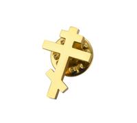 Dreamtimes Cruz ortodoxa antigua Broche Joyería religiosa de acero inoxidable para hombres y mujeres Símbolo de fe cristiana Broche de solapa esmaltado vintage (Oro)