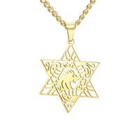 Dreamtimes Estrella de David Collar para hombre Estrella de David Collar con colgante de estrella judía para mujeres Joyería judía Joyería de estrella judía (Oro)