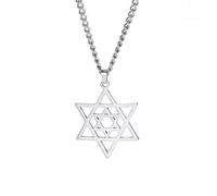 Dreamtimes Estrella de David Collares de acero inoxidable Hexagram Colgante Judío Collares Heart of Faith Estrella de David Joyería Judía para Mujeres Hombres (plata)