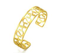 Dreamtimes Islámica Musulmana Shahada Pulsera Esqueleto Apertura Pulsera Ajustable Acero Inoxidable Musulmana Árabe Islámica Musulmana Religiosa Openable Bangles Allah Bangles Pulseras (Oro)