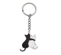Dreamtimes lindo gato llavero perro para las mujeres hombres lindo bolso coche llavero acero inoxidable gato llavero parejas llavero para los amantes del perro gato
