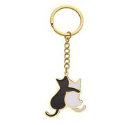 Dreamtimes lindo gato llavero perro para las mujeres hombres lindo bolso coche llavero acero inoxidable gato llavero parejas llavero para los amantes del perro gato