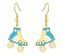 Dreamtimes Patín colgante pendiente patín pendientes coloridos de acero inoxidable patín colgante deportivo pendiente joyería inspiradora regalo para mujeres amantes de los patines (Azul-O)
