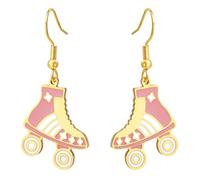 Dreamtimes Patín colgante pendiente patín pendientes coloridos de acero inoxidable patín colgante deportivo pendiente joyería inspiradora regalo para mujeres amantes de los patines (Rosa-O)