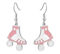 Dreamtimes Patín colgante pendiente patín pendientes coloridos de acero inoxidable patín colgante deportivo pendiente joyería inspiradora regalo para mujeres amantes de los patines (Rosa-P)