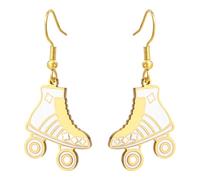 Dreamtimes Patín colgante pendiente patín pendientes coloridos de acero inoxidable patín colgante deportivo pendiente joyería inspiradora regalo para mujeres amantes de los patines (Blanco-O)