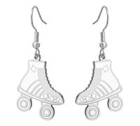 Dreamtimes Patín colgante pendiente patín pendientes coloridos de acero inoxidable patín colgante deportivo pendiente joyería inspiradora regalo para mujeres amantes de los patines (Blanco-P)