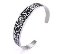 Dreamtimes Pulsera celta vikinga para hombre con terapia magnética brazalete irlandés joyería irlandesa para mujer brazalete de acero inoxidable símbolo vintage amuleto nórdico (Símbolo de Odín)