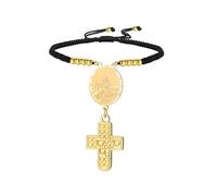 Dreamtimes Pulsera con colgante de cruz de la Virgen María hecha a mano Pulsera con crucifijo de San Cristóbal de acero inoxidable Regalo religioso para hombre y mujer, M, Acero inoxidable, No