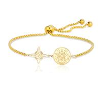 Dreamtimes Pulsera con nudo de bruja y pentagrama tetragrammaton Pulsera ajustable de acero inoxidable con nudo de bruja para mujer Joyería inspirada en el ocultismo y la espiritualidad (Oro)