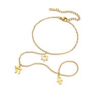 Dreamtimes Pulsera de anillo de dedo con estrella de David, pulseras hebreas chai para mujer, pulseras de mano Hamsa de acero inoxidable, joyería religiosa judía, Medium, Acero inoxidable, No es una
