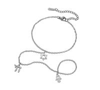 Dreamtimes Pulsera de anillo de dedo con estrella de David, pulseras hebreas chai para mujer, pulseras de mano Hamsa de acero inoxidable, joyería religiosa judía, Medium, Acero inoxidable, No es una