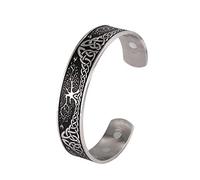 Dreamtimes Pulsera de árbol de la vida con nudo celta vikingo para mujeres y hombres cuidado de la salud acero inoxidable pulsera de árbol de la vida brazalete de plata para hombre (Plata vintage)