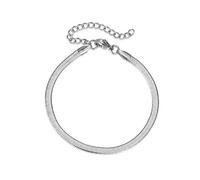 Dreamtimes Pulsera de cadena mágica con serpiente plana en espiga Cadena brillante vintage para hombres y mujeres Pulseras de espiga Pulsera apilable simple y delicada (plata-2MM)