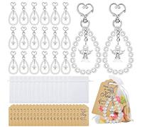 Dreamtop 20 juegos de llaveros de ángel, cuentas de perlas con colgante de ángel, llavero de ángel de la guarda con etiquetas de agradecimiento, bolsa de organza para boda, baby shower, bautizo, regalos de fiesta para invitados, Plástico, Sin gemas.