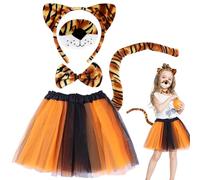 Dreamtop 5 Piezas Disfraz Tigre Niña, Disfraces Infantiles Animales, Extendida Mejorada Tigre Cola, para Niños Niñas Jungle Zoo Tema Cosplay Prom Mardi Gras Carnaval Party