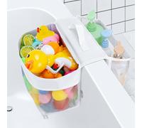Dreamtop Bolsa Juguetes Bañera, Organizador de Juguete de Baño Ventosa con Ganchos, Red de Almacenamiento Bañera de Juguetes, Diseño de Cremallera de Acceso Rápido